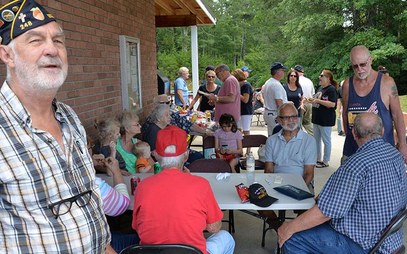 Steve Strickland, left, was one of the many veterans on hand as a large crowd gathered for the membership drive and open house at the Veterans Conference Center.