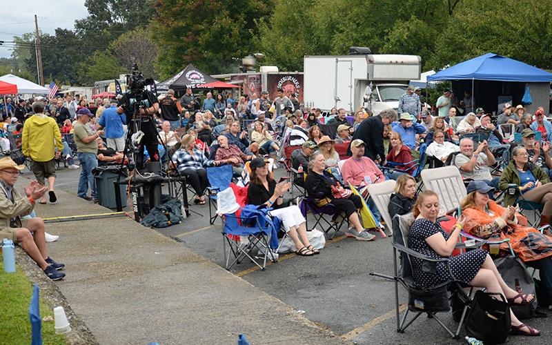The rain stopped and the crowd returned for the Saturday performances during Blues &amp; BBQ in Blue Ridge. These folks wait for Dewayne Dopsie and the Hellraisers.