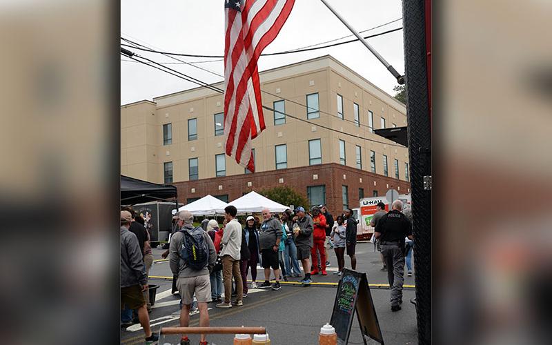 An American flag sets the tone for Blues &amp; BBQ in Blue Ridge.