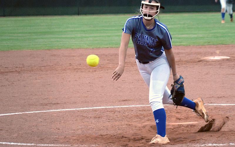 Jayden Bailey kept Gordon Central’s offense in check from the circle last week as the Lady Rebels won both games of a double header.