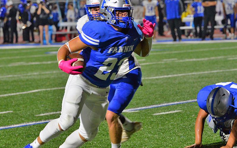 C.J. Reece gets around a Gordon Central defender in Friday night’s region matchup at the Fannin County High School stadium. The Rebels made handy work of the visitors, claiming a 42-0 win. The week the Rebels have a bye, but will be back in action for homecoming Friday, October 6.