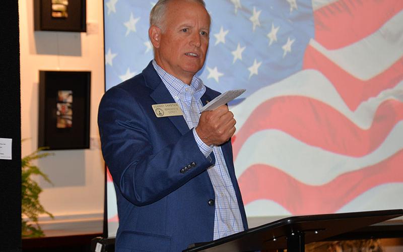 District 7 State Representative Johnny Chastain makes a point during last Friday’s Eggs &amp; Issues Breakfast at The Art Center in Blue Ridge.