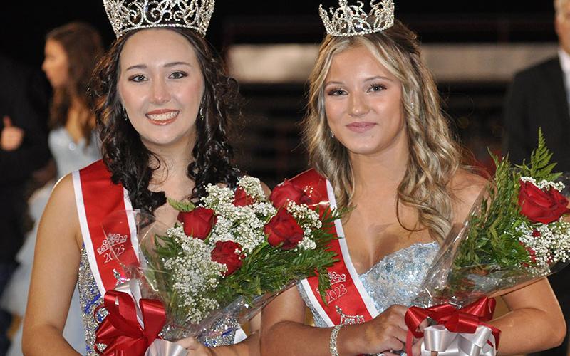 Maddie Cribbs, left, was crowned queen and Kendra Deal princess during homecoming festivities Friday night at Copper Basin High School.