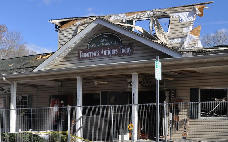 Fire damage was obvious after the blaze was put out in downtown Blue Ridge.