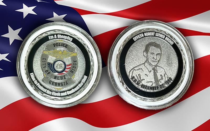 A challenge coin honoring Blue Ridge Police Officer Hobert Brown’s sacrifice was revealed at last week’s meeting of the Blue Ridge City Council.