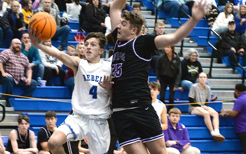 Fannin County’s Matthew Ponton drives for two points in action against Union County.
