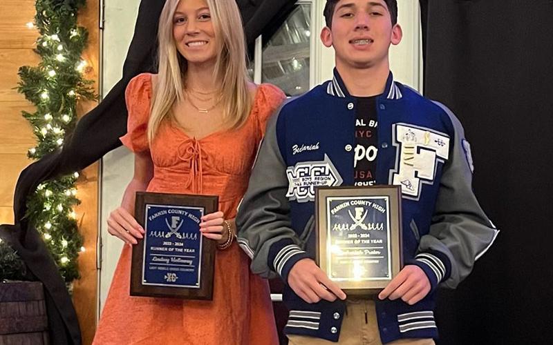 Runners of the Year on the cross country team were Lindsey Holloway, left, and  Zechariah Prater.