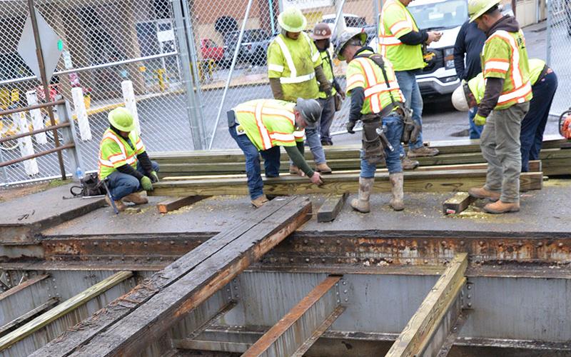 A crew from Talley Construction was busy beginning work on the steel bridge in McCaysville last week. Bridge Street will be closed for several weeks while the work progresses.