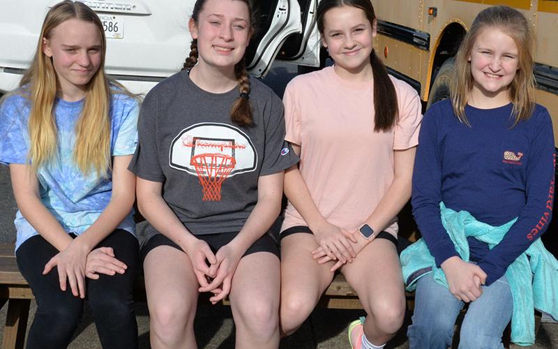 These Fellowship of Christian Athletes officers at Fannin County Middle School helped lead the way in collecting items for the homeless. They are, from left, Jacquelyn Cline, Addison Bradburn, Lennox Patterson, and Azalee Lunsford. These four are among 17 officers in the club that boasts between 50 and 60 members.2