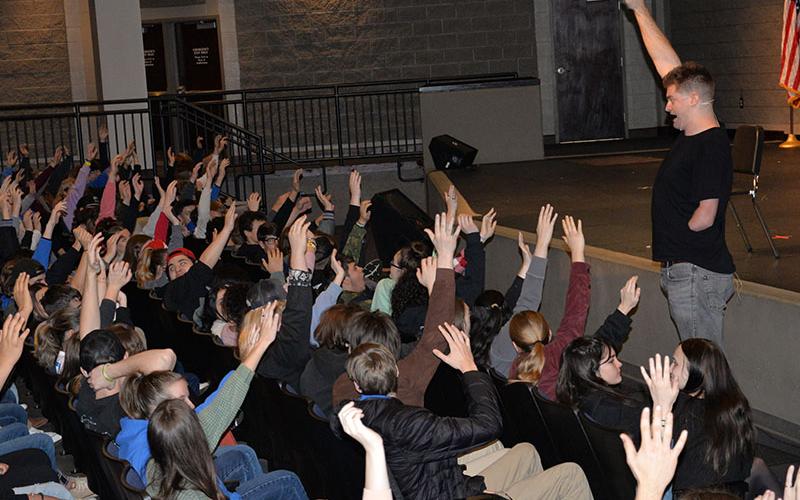 Fannin County High School students were quick to show their agreement with Kevin Atlas’ statements as to what high school is really like and the problems they face.