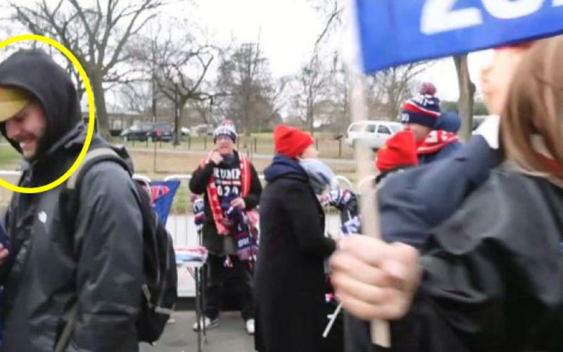 This photo shows Zylas “Zee” Hamilton, circled, identified as being outside the U.S. Capitol January 6, 2021. It appears in the Statement of Facts attached to his federal Criminal Complaint in conjunction with the riot that day.