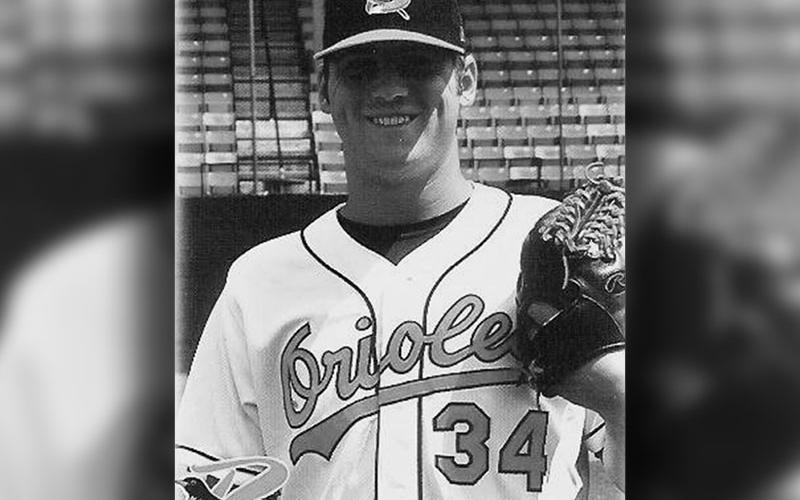 Shown is Dustin Carder. He pitched for the Baltimore Bluefield Orioles for two seasons.
