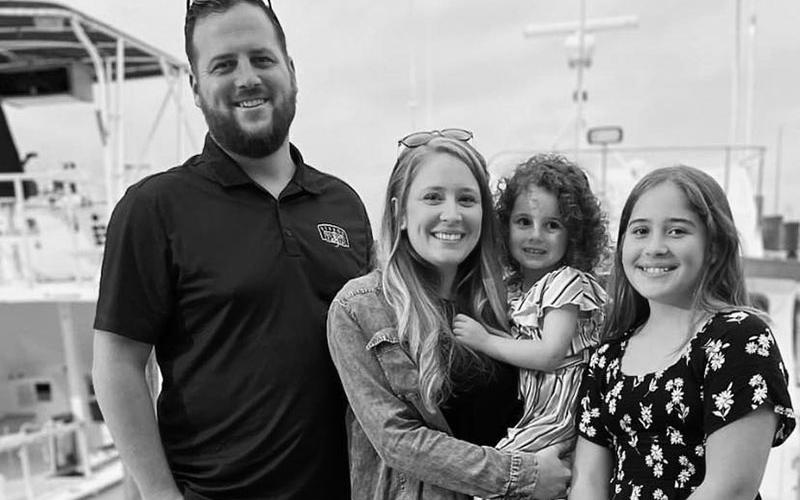 The Carder family includes, from left, Dustin Carder, wife, Sara Carder and daughters, Adalay Carder and Brintlie Carder.