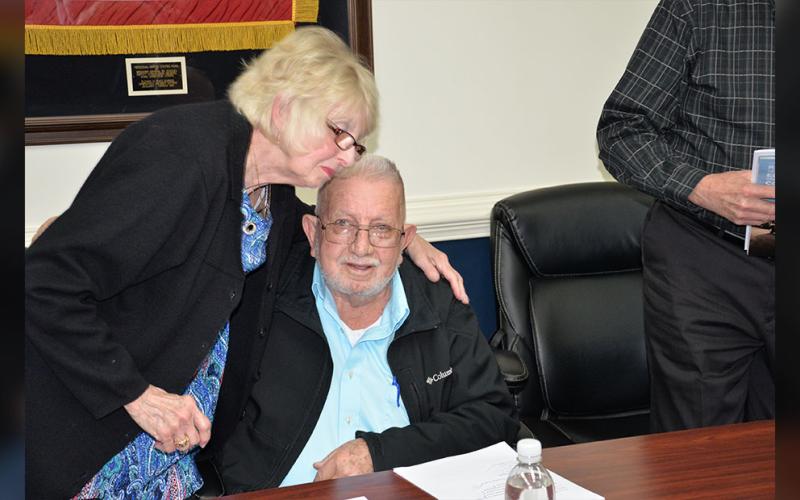 Gilita Carter wished Thomas Seabolt well at the end of the McCaysville City Council meeting.