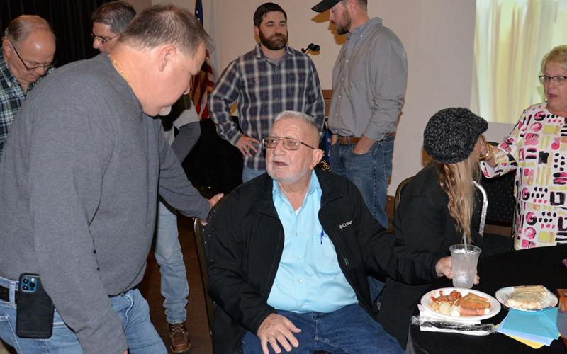 Mike Galinski was one of many McCaysville residents, business owners and friends to wish Thomas Seabolt well during a celebration at Tooneys.