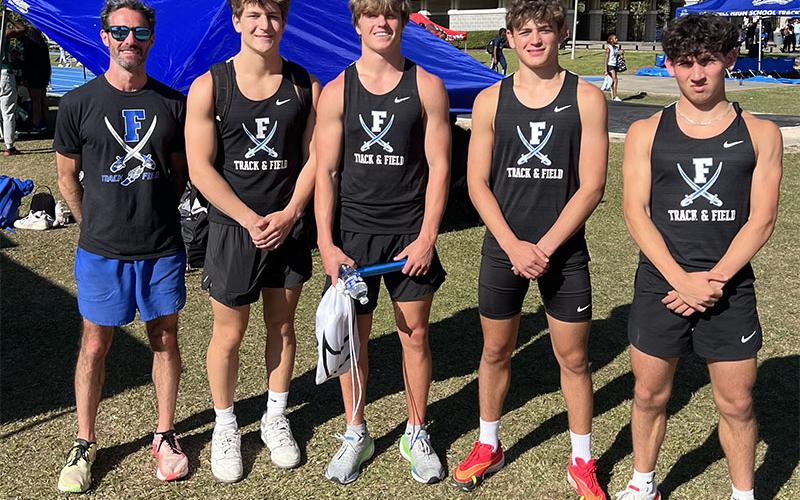 Shown at the McEachern Invitational are, from left, Coach Dr. Lucas Roof, Brodey Angel, Lawson Sullivan, Braxton Cheatham, and Zech Prater.