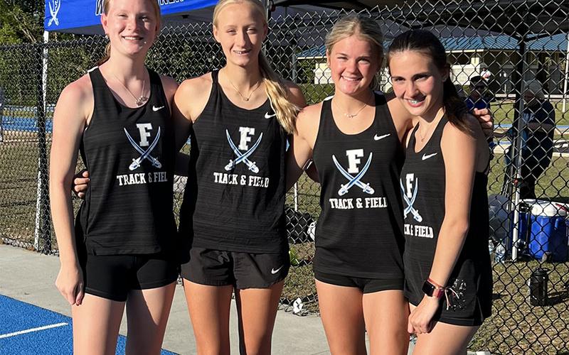 Airianna Galloway, Kensley Pickelsimer , Annaleigh Cheatham, and Karli Sams, from left, were among the Fannin County athletes who participated in the McEachern Invitational, which featured thousands of athletes from 40 didifferent schools.