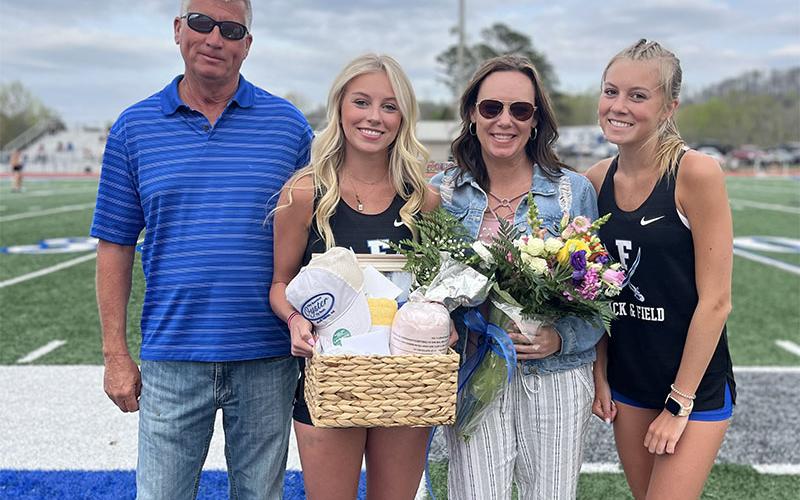 Senior Carlee Holloway was joined by family members as she was presented Fannin County High School Track and Field honors.