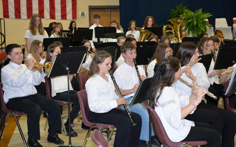 The Copper Basin High School Band performed during graduation ceremonies. Salutatorian Jessie Baliles remembered her time in the band fondly during her address.