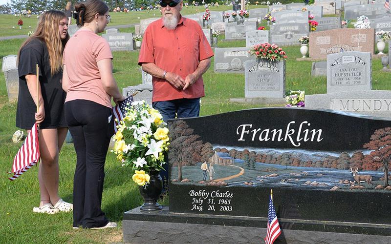 Abigail Waters and Madison Queen heard about Bobby Franklin’s ultimate sacrifice during the Global War on Terrorism from Dwight Kay. Franklin, 38, was killed August 20, 2003, in Baghdad, Iraq, when the vehicle he was riding in was hit by an improvised explosive device (IED). Franklin, of Mineral Bluff, served with Detachment 2 of the 210th Military Police Company based in Murphy, North Carolina. He had been called to active duty as part of Iraqi Freedom. He left behind a wife and two children.