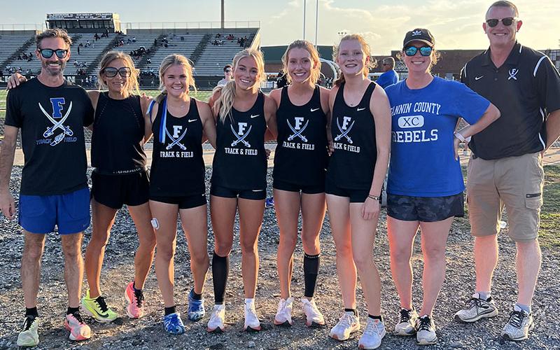 Annaleigh Cheatham, Carlee Holloway, Ava Acker, and Airianna Galloway, form left, Fannin County High School’s 4x400 meter relay team, will compete in the State Championships that start Thursday at East Jackson High School.