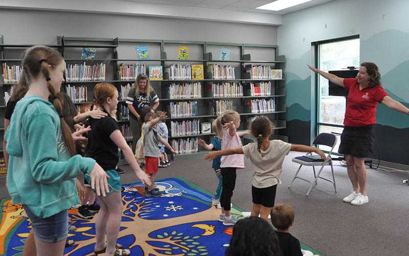 Kids at Fantastic Fireflies did fun firefly stretches with Becky Griffin from the UGA Extension Service.