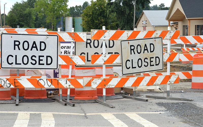 Barriers are ready for the closing of Mountain Street in Blue Ridge early next month.