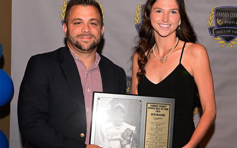 Inductee Seth McClure was not in attendance and his plaque was presented to his sister McKenzie by FCSHOF board member Tim Towe