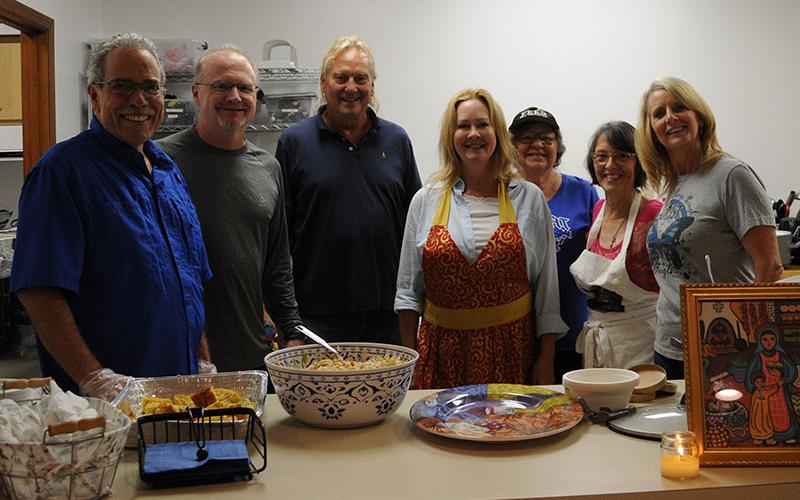 Volunteers are an essential part of the operation at Eema’s Kitchen. Shown at a recent Friday lunch are, from left, Volunteers Kurt Nelson, Kevin Fay, Tom Snider, Lisa Mason, Becky Kramer, Theresa Wollschlager and Denise Nelson.