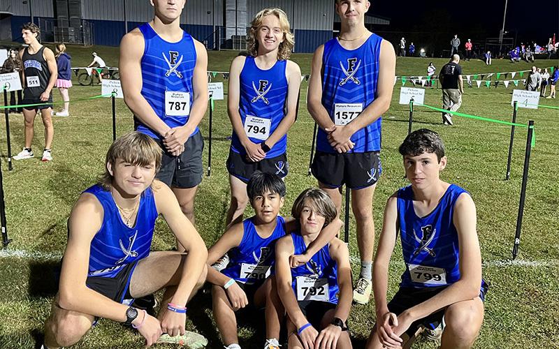 The Fannin County boys cross country team continued to make improvements at the Pickens’ and Grinnin’ Invitational. Shown following their event are, from left, standing, Brodey Angel, Aiden Jones and Gavin Davis; kneeling, Rylin Davis and Henry Schueneman; and sitting, Kevin Cruz and Joe DiBenedetto.