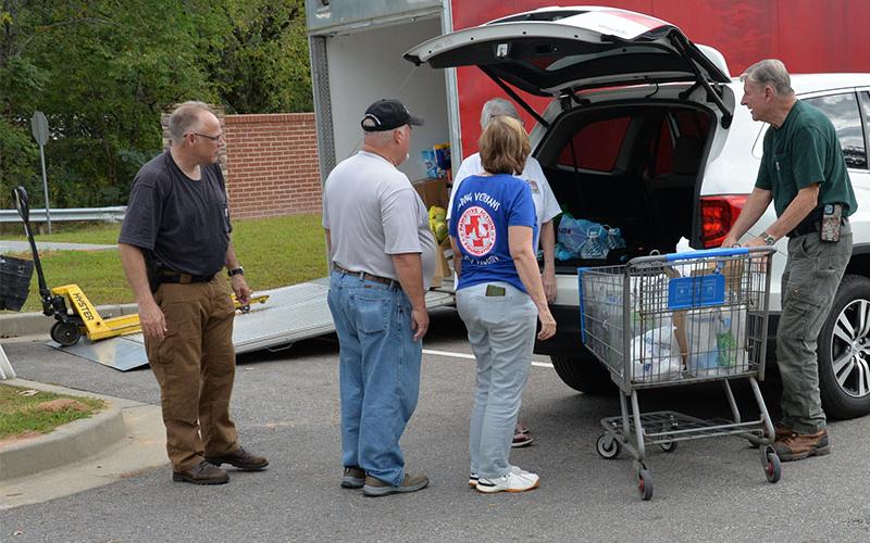 This was a common scene all last week as one car after another pulled up at Fannin County Fire Station #1 with supplies for Hurricane Helene victims.