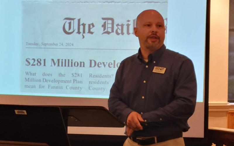 Georgia Department of Transportation District Engineer Grant Waldrep helped update the crowd at the Eggs &amp; Issues breakfast about ongoing work in Fannin County.