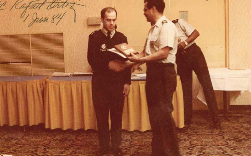 Staff Sergeant John McClure is pictured during his selection for the top new recruiter for his Battalion in 1984.