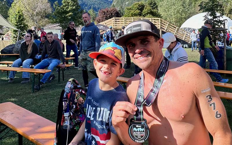 AJ Petrillo, right, is looking forward to watching his son Wilder follow in his footsteps. They are shown together after Petrillo finished competing in the 2024 XTERRA World Championship.