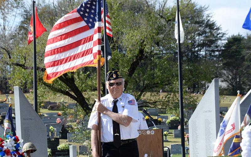 Chris McKee retired the Colors at the concluding of the Veterans Day Ceremony.