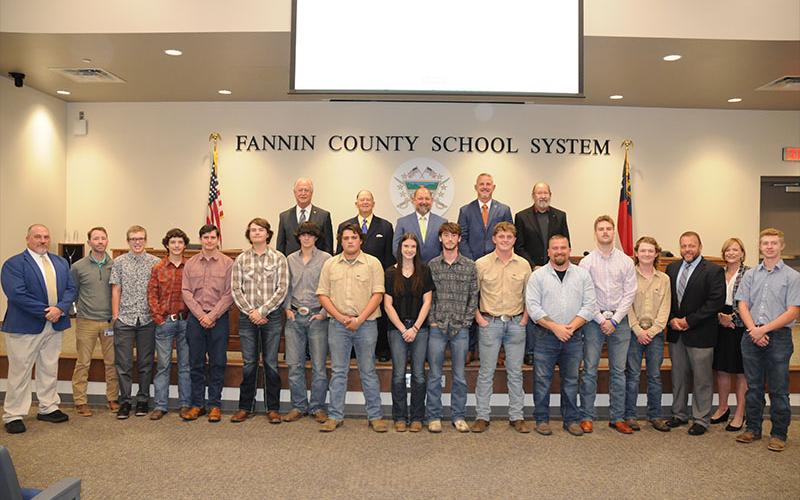 FCHS’S Skills USA team won the title of the Northeast Georgia Skills USA Region Champions. Shown are, from left, front, CTAE Supervisor David Henson, Coach Ryan Chastain, Castle Barnette, Nehemiah Watkins, Eli Plush, Brady Coleman, Mason Ramey, Cohutta Ross, Bailee Stiles, Bryer Duvall, Eli Queen, teacher Terry Flowers, Cooper Hilliard, Trenten Flowers, Dr. Scott Ramsey, Shannon Dillard and Reid Norton; back, Terry Bramlett, Bobby Bearden, Mike Cole, Chad Galloway and Lewis DeWeese.