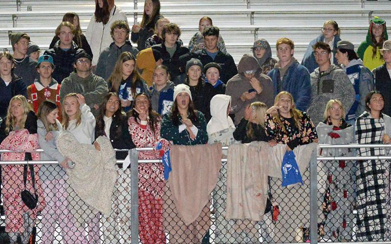 The Fannin County student section was filled with blankets, various head coverings and other necessities as this group joined the rest of the fans trying to stay warm Friday night. The temperature at kickoff for the Rebels game against Jeff Davis hovered below 39 degrees and made it’s way down from there.