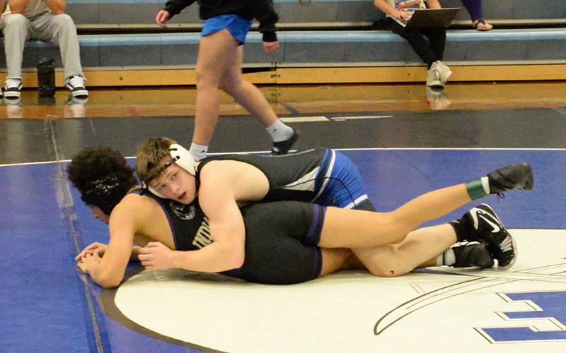 Fannin County’s Logan Thompson won his match in the 144-pound weight class when the Rebels faced Lumpkin County last week.