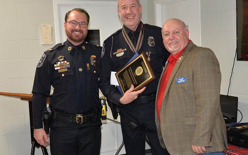 McCaysville police officers gathered for their annual banquet and awards dinner Monday, December 16, at the First Baptist Church of McCaysville/Copperhill. Shown at the conclusion of the event are, from left, Brandon Patterson, Pete Kusek, Nathan Daugherty, Eric Fears, Chief Michael Earley, Brantley Worley, Deputy Chief Cory Collogan, Steve Bennett and Michael Green.