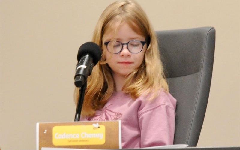 Fannin County School System’s Spelling Bee champion Cadence Cheney, a fourth grade student at East Fannin Elementary School, patiently waits before the bee got underway Wednesday, January 8.
