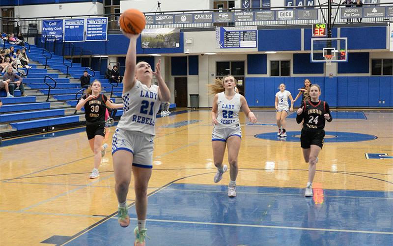 Maggie Ledford scored 21 points in the Lady Rebels’ win over Christian Heritage.