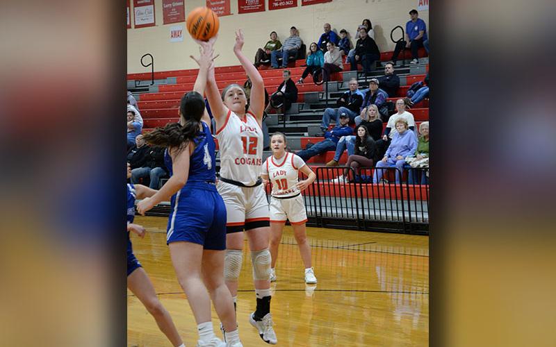 Kloie Ballew aims for two points for the Copper Basin Lady Cougars.