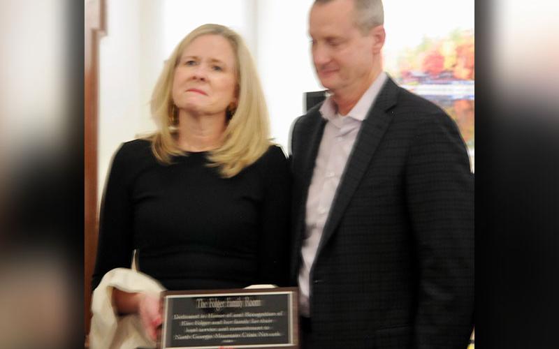 Kim Folger is shown with her husband Peter while being honored at the North Georgia Mountain Crisis Network’s Love, Honor, Cherish Gala Saturday, February 1.