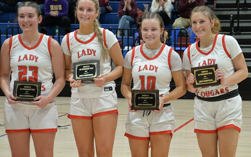 Named to the Region All Tournament team from Copper Basin High School were, from left, Zoe Green, Alexis Hyatt, Kendra Deal and Cora Kimsey. Green was also named the region tournament’s Most Valuable Player.