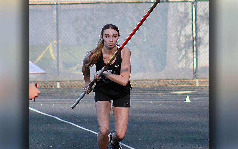 Caylee Gaddis competes in the pole vault for Fannin County High School.