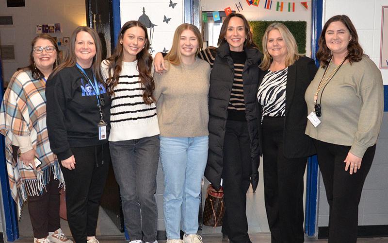 This group of Leadership Fannin members and Fannin County High School students and teachers boldly declared themselves the best in touring the school. Shown are, from left, Suzanne Jabaley, Molly Conklin, Avi Ethington, Izzie Jabaley, Tracy Krohn, Kristi Mathis and Kaitlyn Davis.