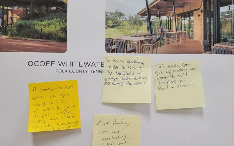Those attending last week’s public meeting were invited to write their comments on post-it notes and put them with the various planning display boards.