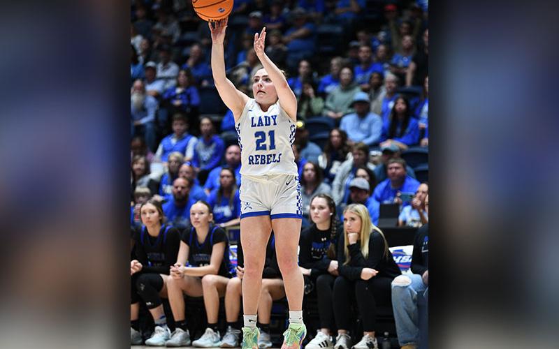 Photo courtesy of All Star Photos Fannin County’s Maggie Ledford was the leading scorer for the Lady Rebels in their State Championship win Saturday over Banks County.