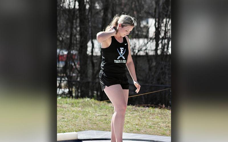 Natalie Herendon competed in the shot put against Pickens County in the home meet March 19.