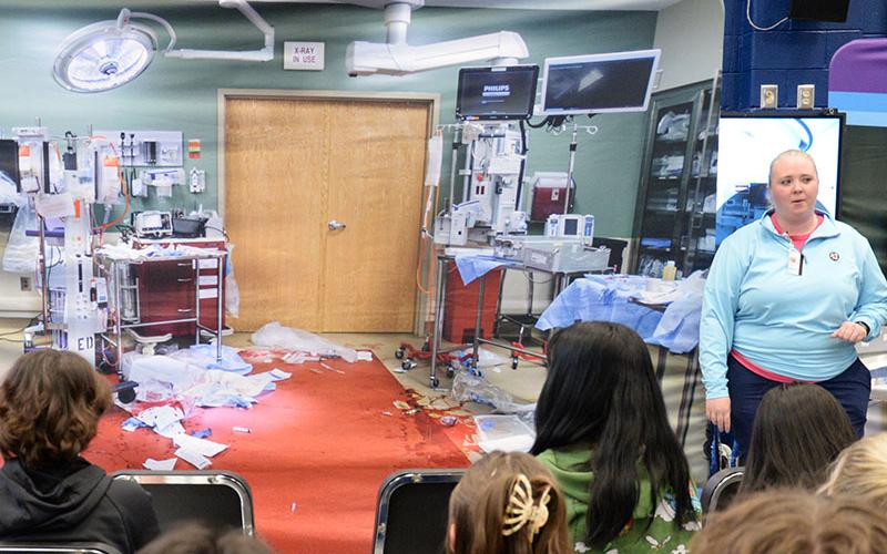 Fannin County High School students learned “this is what it really looks like” after someone is treated in the trauma unit of a hospital The almost life size picture showed the mess created, caused by the intense effort that takes place to save a life.